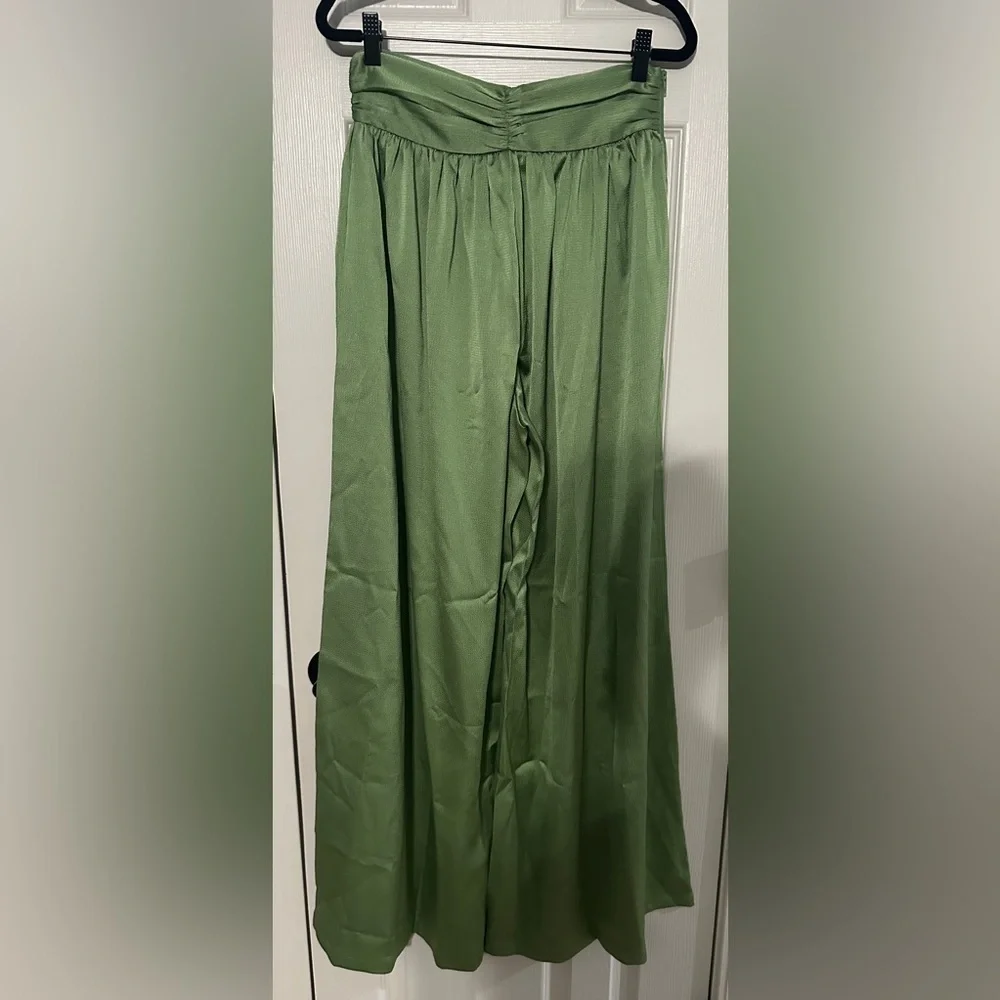 NEW Micas Heavy Satin Wide-Leg Pants | Sage | Size Small